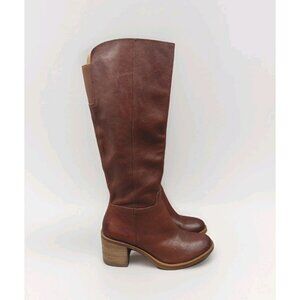 Lucky Brand Brown Cognac Tall Knee High Leather Riding Moto Boots Womens 8.5